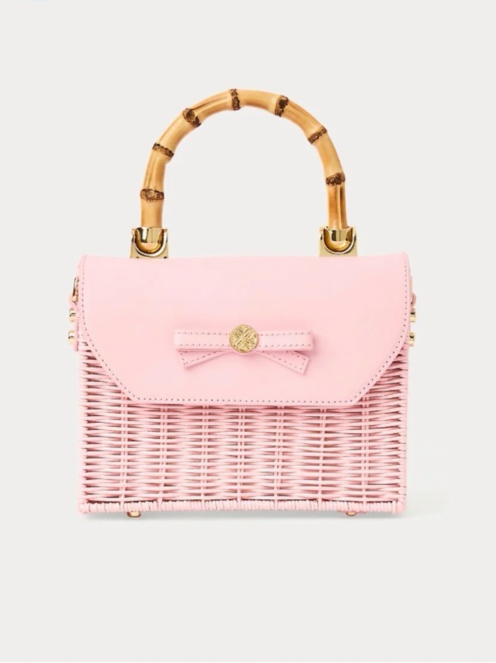 Lilly Pulitzer, NWT, SOLD OUT Pink muse Woven Crossbody Bag with Bamboo Handle - Picture 2 of 11